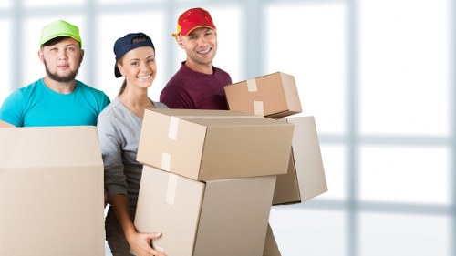 Packed boxes and furniture ready for removals in Kingston